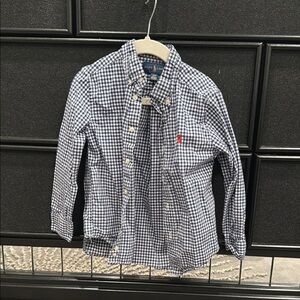 Ralph Lauren Navy Checkered Shirt with Red Logo